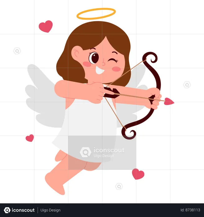 Menina anjo com arco e flecha  Ilustração