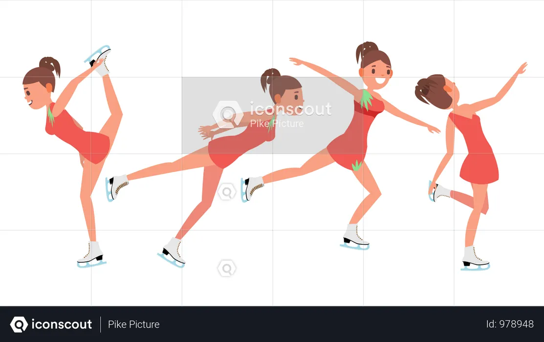 Menina atleta de patinação artística  Illustration