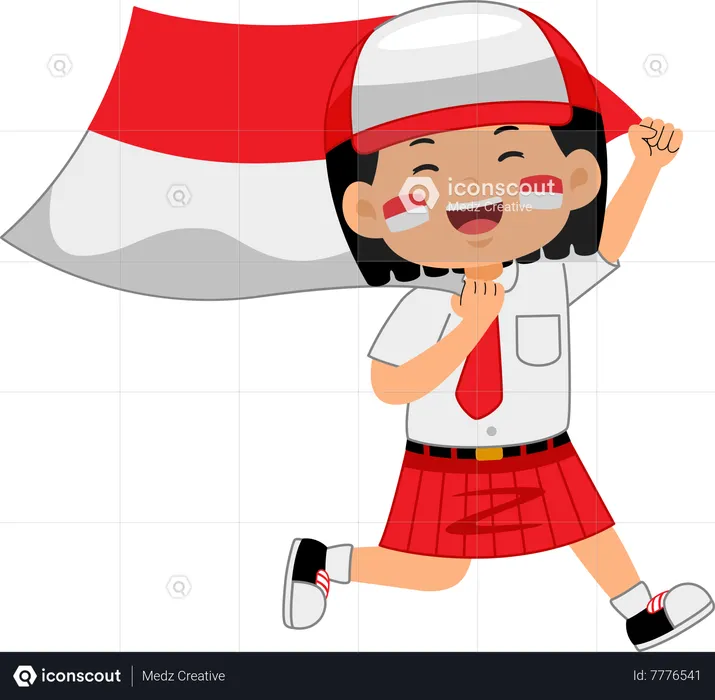 Menina comemora o Dia da Independência da Indonésia  Ilustração