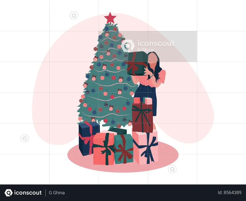 Menina comemorar o natal  Ilustração