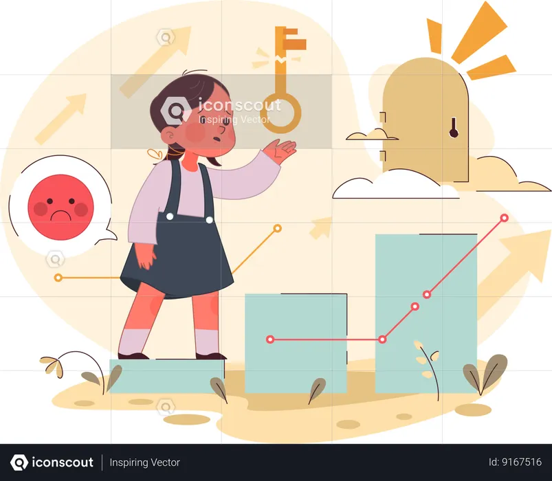 Menina com poucas chances de sucesso futuro.  Ilustração