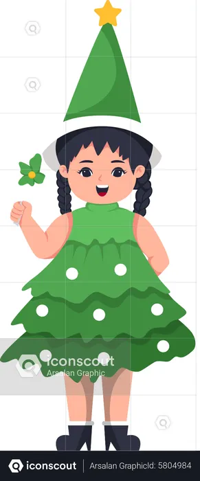 Menina fantasiada de natal  Ilustração