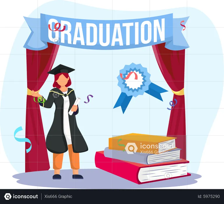 Garota com diploma de graduação  Ilustração