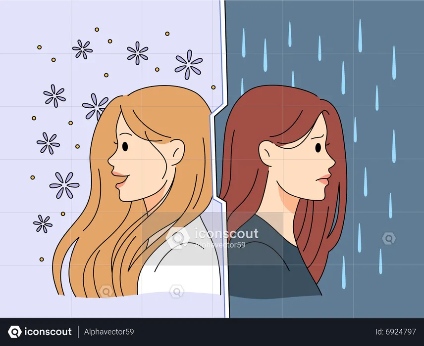 Menina com transtorno bipolar  Ilustração