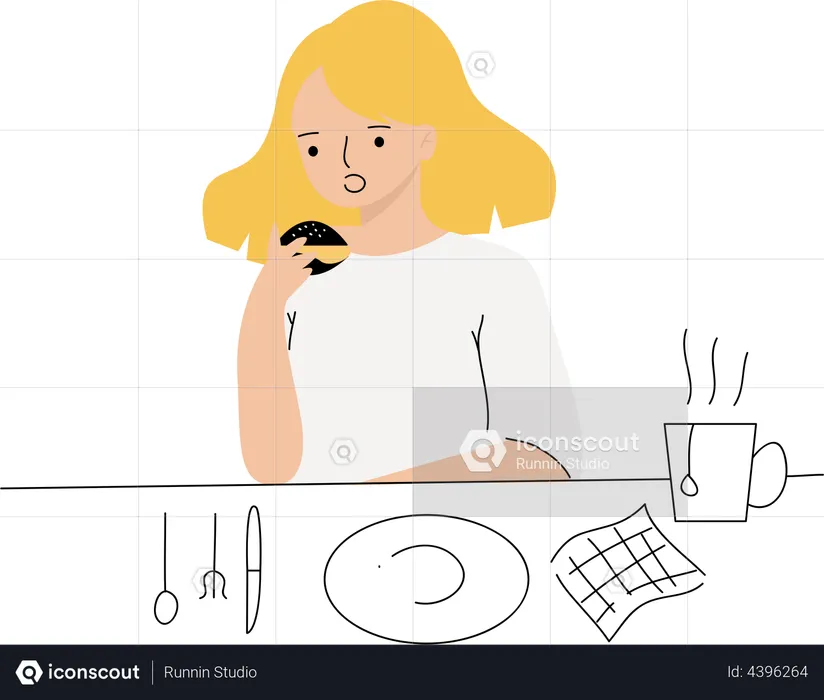 Menina comendo  Ilustração