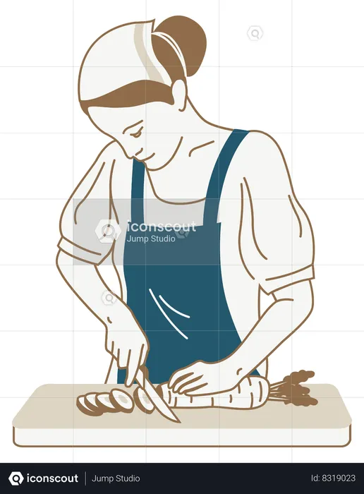 Menina cozinhando  Ilustração