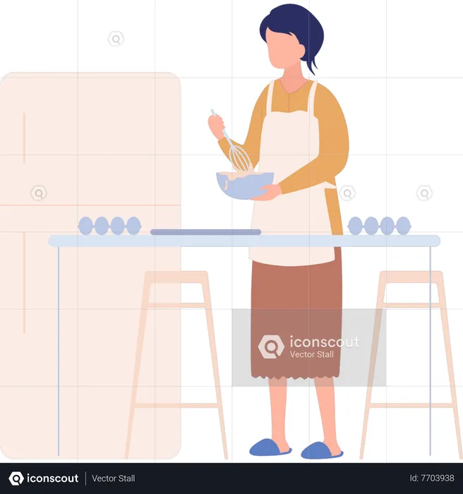 Menina cozinhando  Ilustração