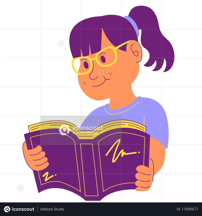 Menina lendo livro  Ilustração