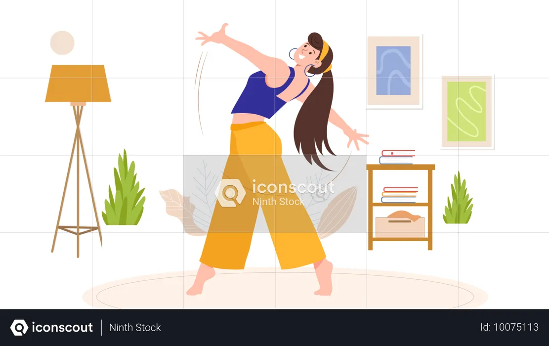 Menina dançando em casa  Ilustração