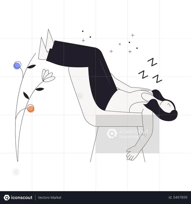 Menina dormindo em posição ruim para dormir  Ilustração