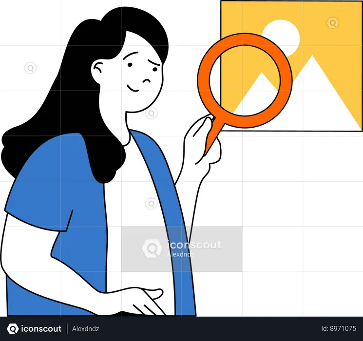 Menina encontrando imagem  Ilustração