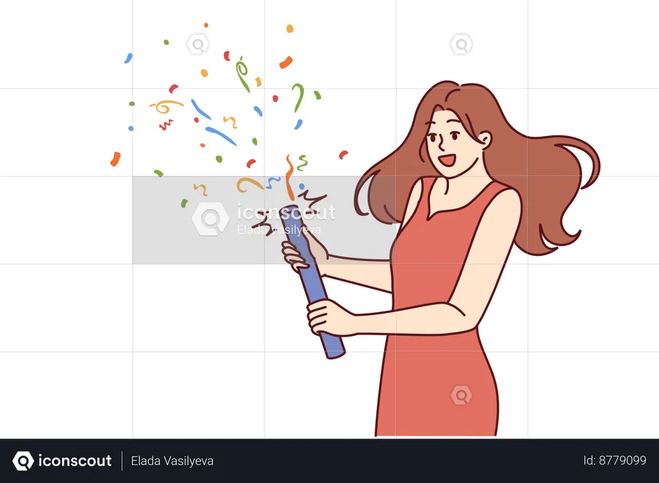 A menina está aproveitando a festa de aniversário  Ilustração