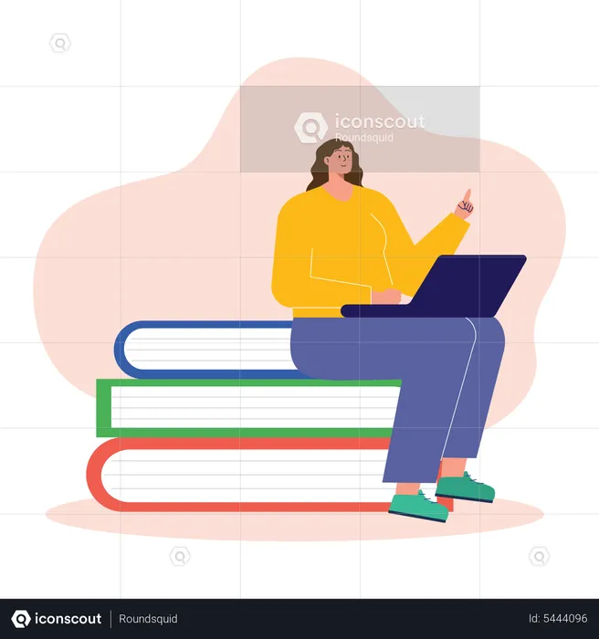 Menina estuda on-line  Ilustração