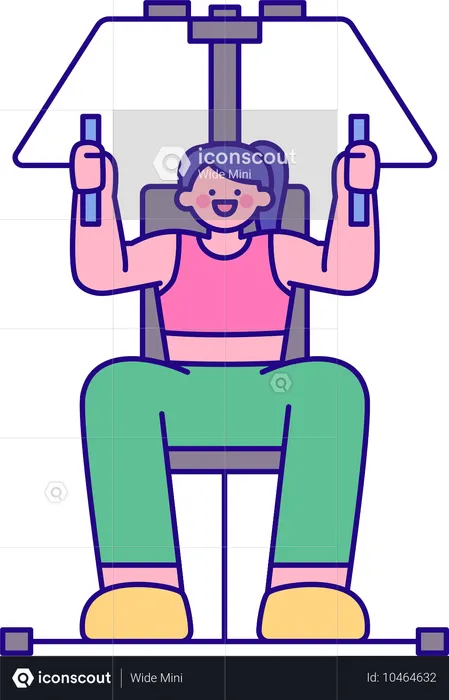 Menina fazendo exercícios com máquina  Ilustração