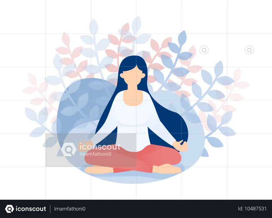 Garota fazendo meditação  Ilustração