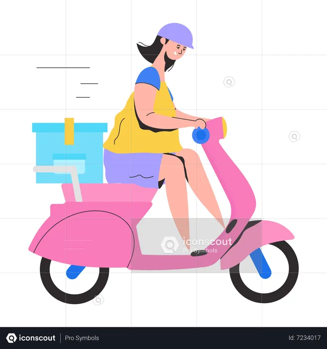 Garota fornece entrega de bicicleta  Ilustração