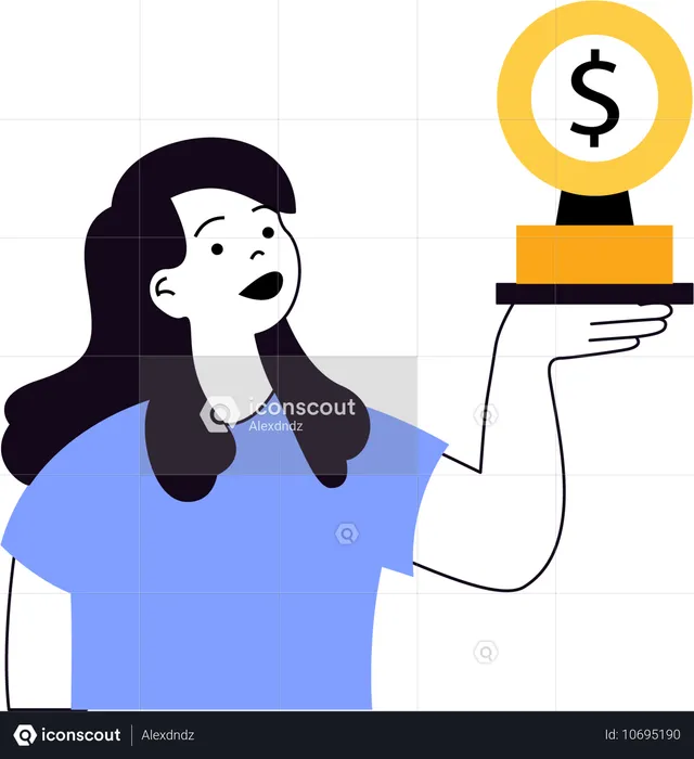 Menina recebendo troféu financeiro  Ilustração