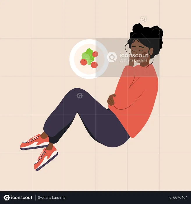 Menina incapaz de comer comida verde  Ilustração