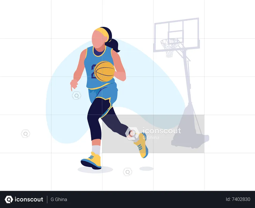 Menina jogando basquete  Ilustração