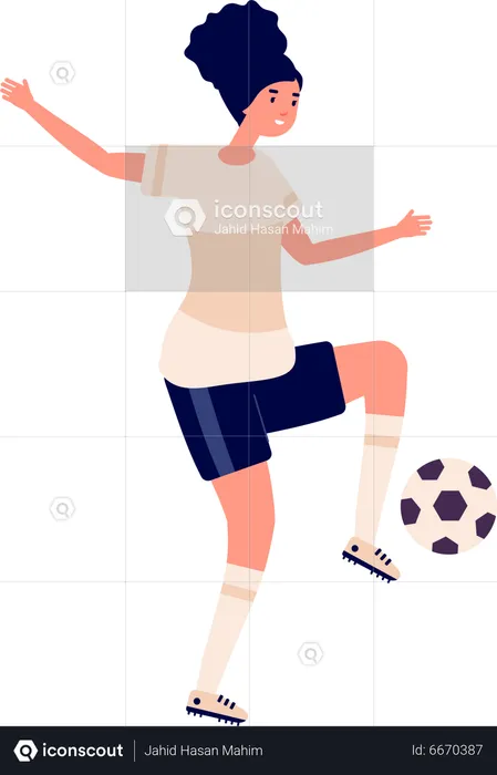 Menina jogando futebol  Ilustração