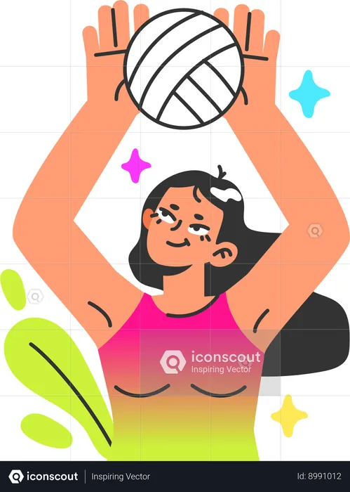 Menina jogando vôlei  Ilustração