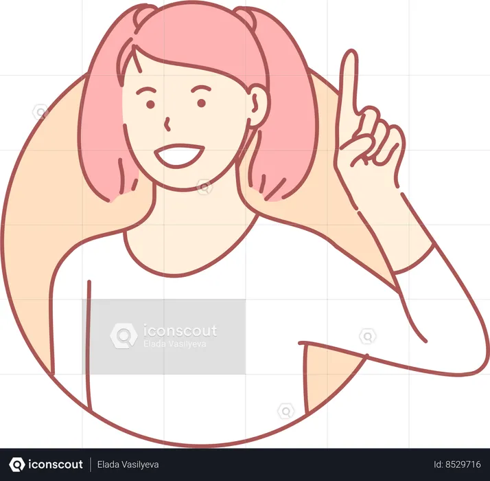 Menina levantando um dedo  Ilustração