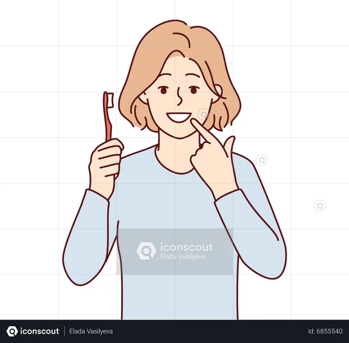 Menina limpando os dentes  Ilustração