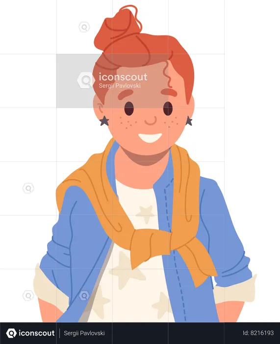 Menina parecendo feliz e sorrindo  Ilustração