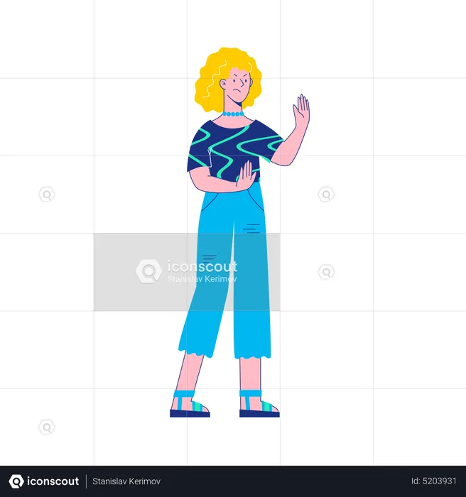 Garota mostrando gesto de parada  Ilustração