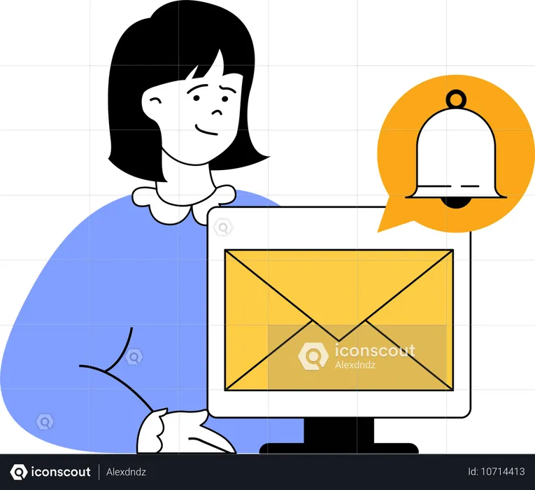 Garota recebendo notificação por e-mail  Ilustração