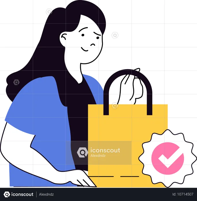 Menina recebendo sacolas de compras  Ilustração