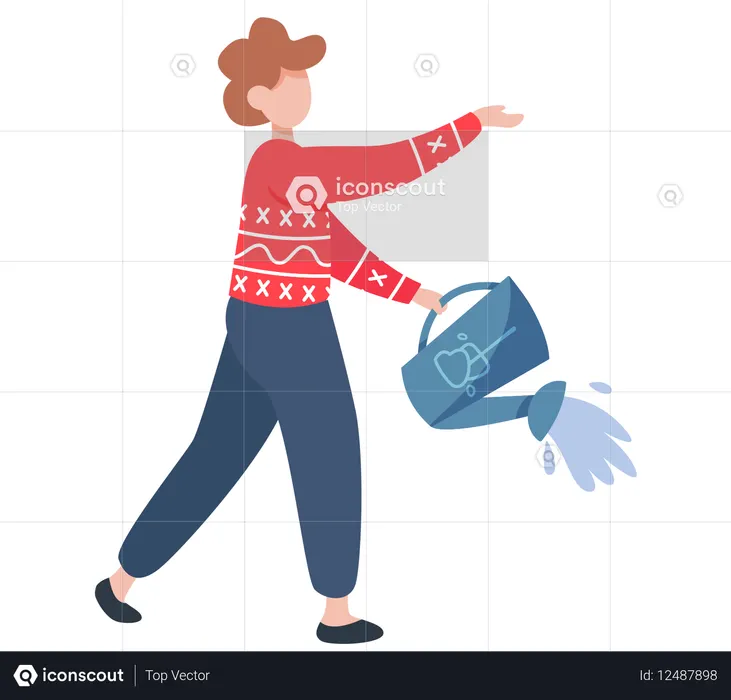 Menina regando planta  Ilustração