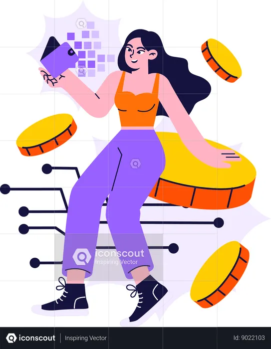 Menina segurando carteira  Ilustração