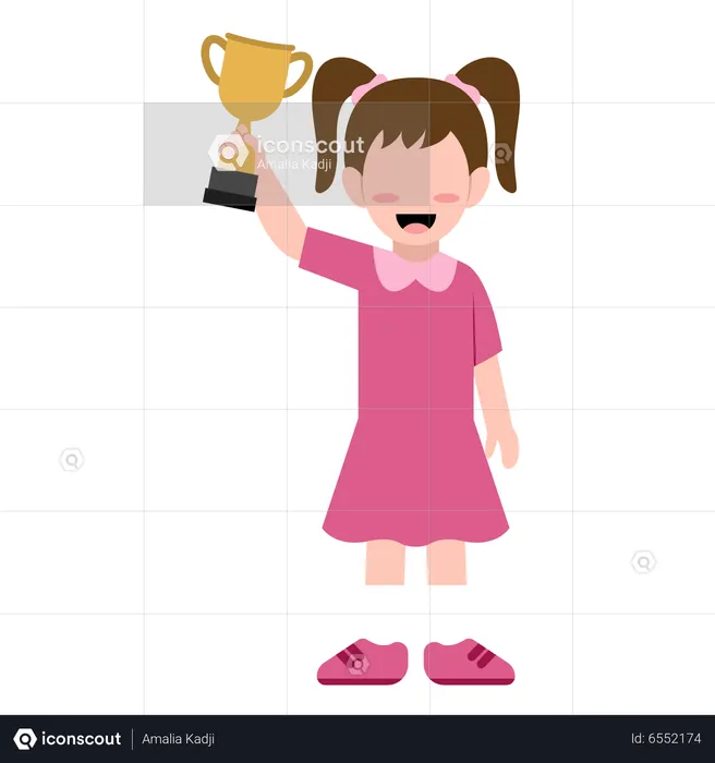 Menina segurando o copo do troféu  Ilustração