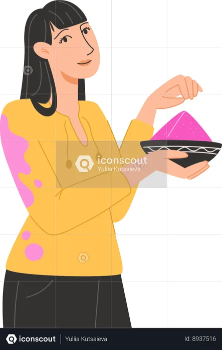 Menina segurando uma placa colorida  Ilustração