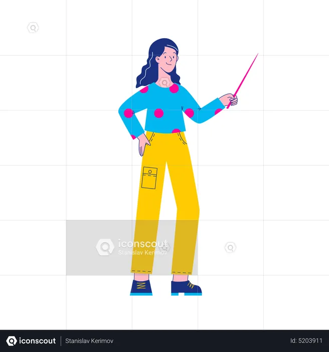 Menina segurando um bastão  Ilustração