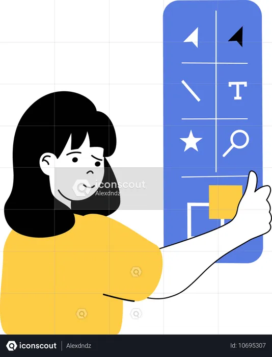 Menina usando ferramenta de design fazendo design gráfico  Ilustração