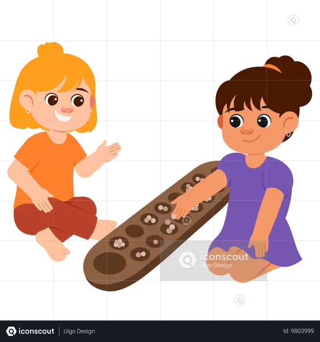 Meninas jogando congklak  Ilustração