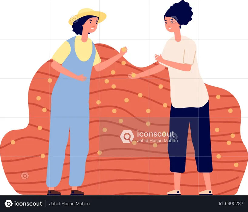 Meninas coletando frutas maduras  Ilustração