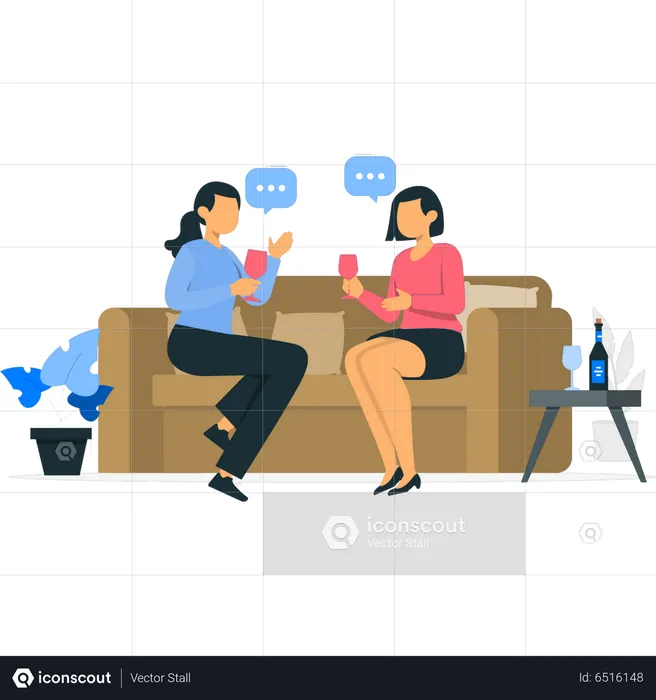 Meninas conversando e bebendo cerveja  Illustration