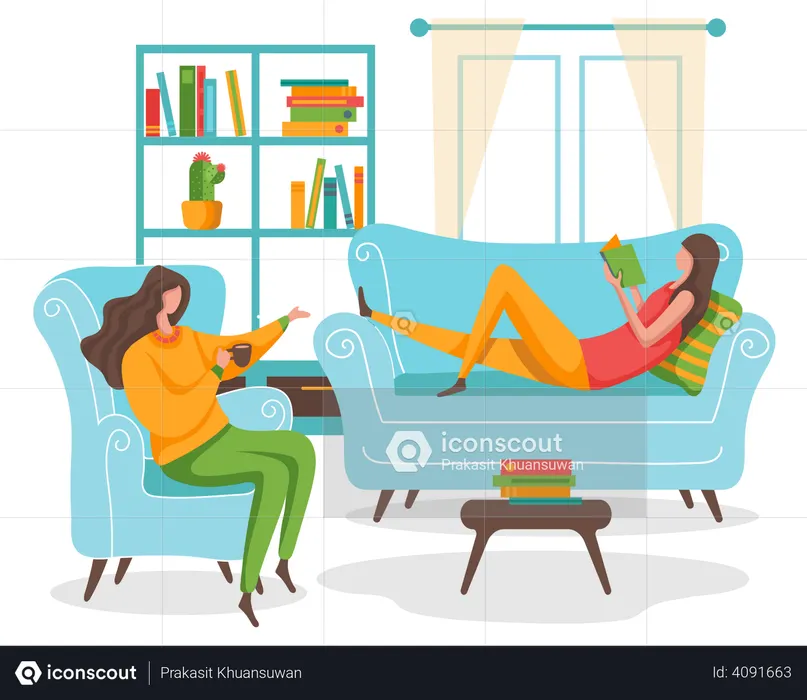 Meninas fazendo atividade de lazer  Ilustração