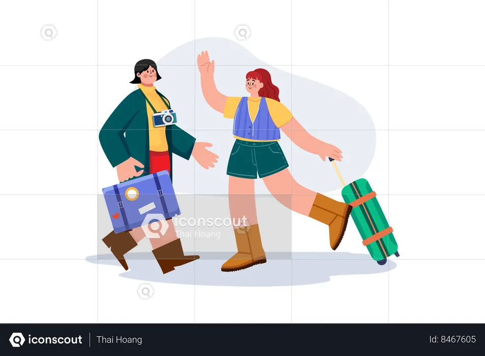 Meninas saindo de férias  Ilustração