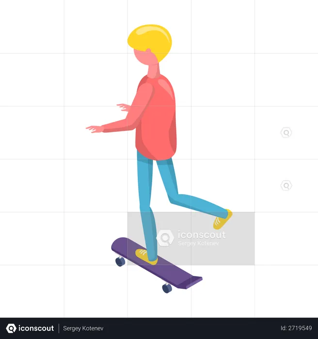 Menino andando de skate  Ilustração