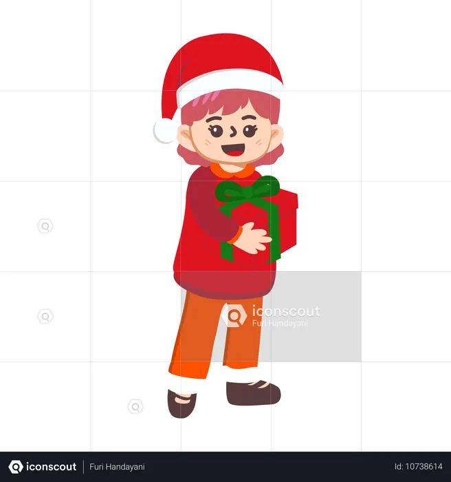 Menino comemorando o dia de Natal  Ilustração