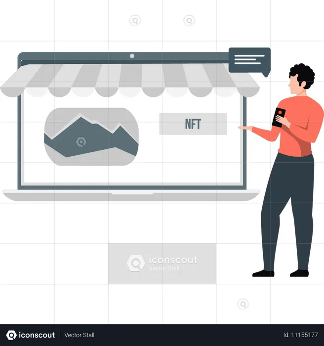 Menino fazendo compras on-line  Ilustração