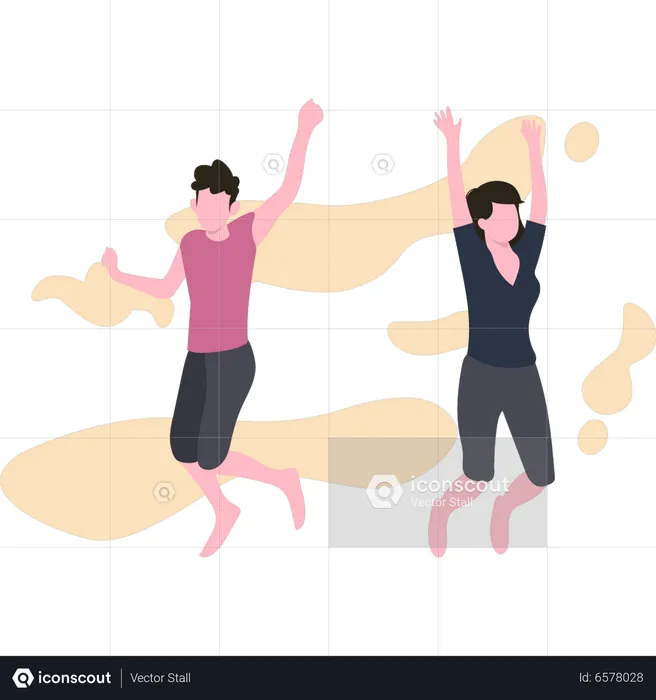 Menino e menina fazendo dança  Ilustração