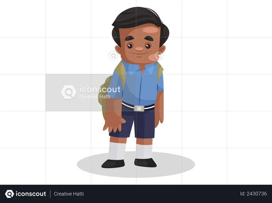 Menino de escola indo para a escola  Ilustração