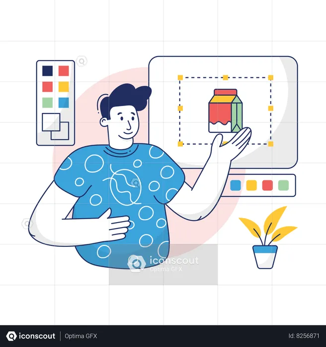 Garoto está fazendo design de software  Ilustração