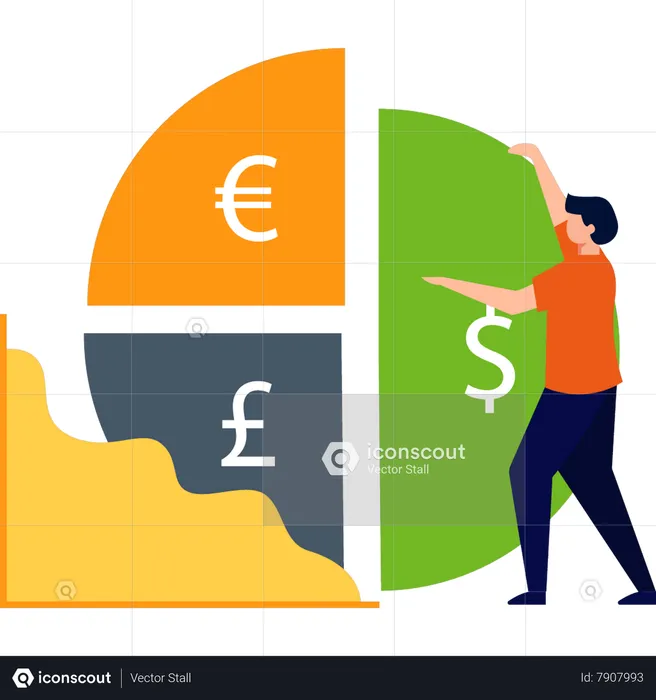 O menino está fazendo um gráfico de moeda  Ilustração