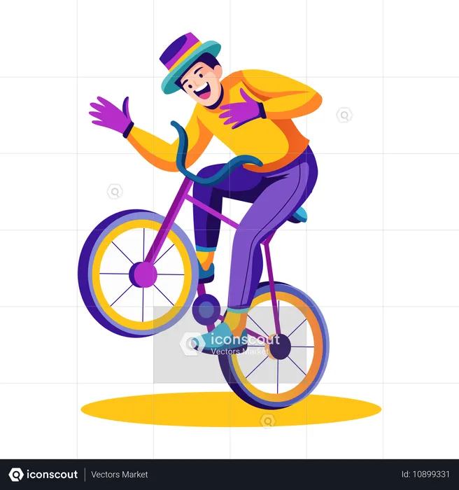 Garoto fazendo acrobacias de bicicleta  Ilustração